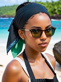 A petite 22 year old Ethiopian girl at Yemaya Reefs on Little Corn Island