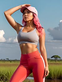 The Argentinian girl stands out against the lush Pantanal backdrop